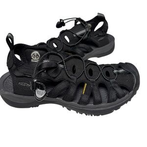 Keen Whisper Sandals Womens Black Hiking Waterproof Closed Toe Bungee Size 8.5